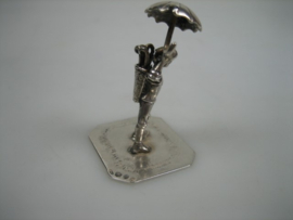 Zilveren paraplu verkoper in zilverminiatuur uit ca. 1976
