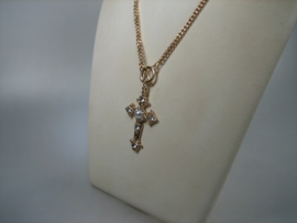 Luxe Vintage Collier met Kruis, Parel en Zirkonen nieuw