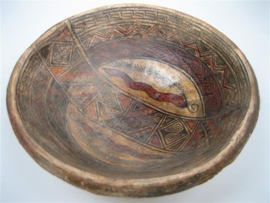 Antiek beschilderd specerijen kom uit Peru