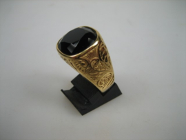 Herenring met synthetische zwarte Onyx steen nieuw uit eigen import