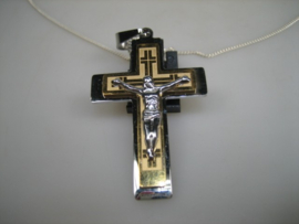 Zilver collier met groot RVS Kruis met groot hangoogje nieuw