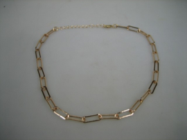 Closed Forever collier goudkleurig vergulde schakel ketting met karabijnhaak nieuw