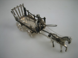 Zilveren Miniatuur Hooiwagen Boer op de Bok met Paard uit ca. 1979
