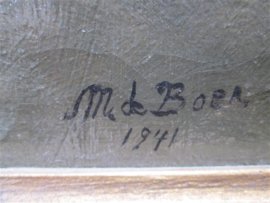 Olieverf Schilderij van M de Boer uit 1941