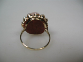 Antieke Gouden 14 karaat rozet ring met echte Japanse Parels ca.1927