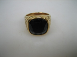 Herenring met synthetische zwarte Onyx steen nieuw uit eigen import