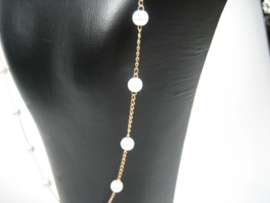 Parel collier met double ketting en karabijnhaak sluiting imitatie nieuw