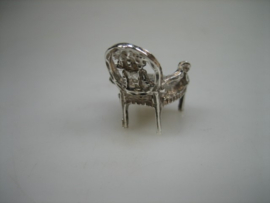 Antiek Zilveren Miniatuurtje Lodewijk Stoeltje uit Engeland ca. 1906