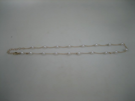 Parel collier met double ketting en karabijnhaak sluiting imitatie nieuw
