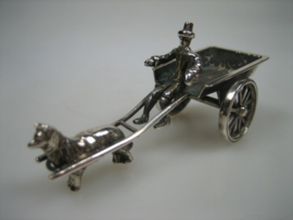 Zilveren Miniatuur Hondenkar met Berijder Amsterdam ca.1958