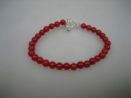 Antieke Bloedkoralen Baby Armbandje met zilveren Kapittelstokje sluiting uit ca.1880