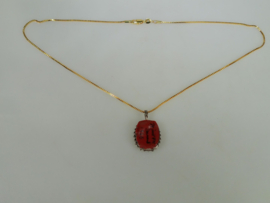 Witgouden 14 karaat Camee hanger met 19 Briljanten en 5 echte Parels uit ca. 1966
