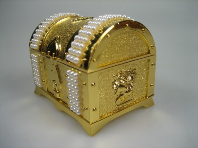 Luxe Sieraden kistje met kunst parels nieuw geheel goudkleurig verguld