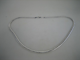 Zilveren platte fantasie Gourmet collier met Cartier sluiting  nieuw