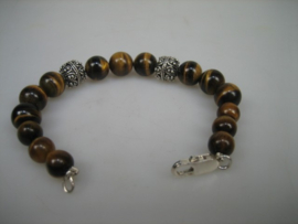 Antieke armband tijgeroog met 925 gehalte zilveren sluiting