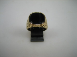 Herenring met synthetische zwarte Onyx steen nieuw uit eigen import