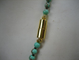 Antiek gemêleerd echt Agaat collier met 14K goudkleurige vergulde pijp magneetsluiting