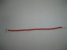 Antieke Bloedkoralen Baby Armbandje met Zilveren Kapittelstokje sluiting uit ca.1880