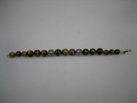 Antieke armband tijgeroog met 925 gehalte zilveren sluiting