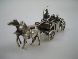 Miniatuur Zilveren Rijtuig met tweespan uit ca. 1958 zeldzaam miniatuur