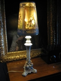 Italiaanse Originele Capodimonte Porselein Schilderijlamp ca.1900