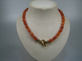 Agaat ovalen kralenketting | Antiekjuwelier | Edelsteen eigen import