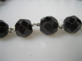 Antiek Granaat Collier met Zilver Handgemaakte Veerring uit ca. 1930