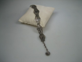 Antieke zilveren filigrain schakel armband uit ca.1920