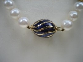 Antiek Parel collier met Lapis Lazuli en met 14 krt. goudstukken ca.1935