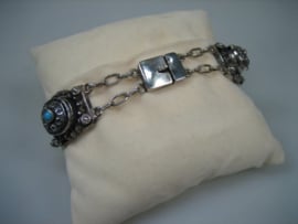 Zilveren oude Armband met Turquoise met 5 opberg ruimtes voor tandjes
