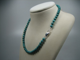 Turquoise collier met zilveren Cartier sluiting