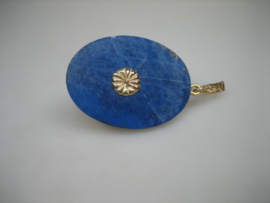 Antieke gouden 14 karaat Zeeuwse Knoophanger met Lapis Lazuli uit ca.1907