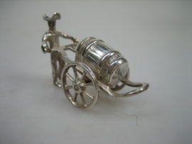 Zilver oud miniatuur handkar met Bierton van J. Weeda uit ca. 1970