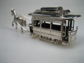 Oude Zilveren Paardentram Miniatuur Haarlem uit ca.1976