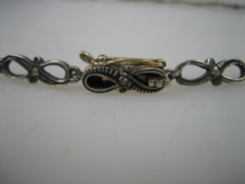 Geelgouden/Zilveren oud 14 karaat collier met geslepen roosdiamanten