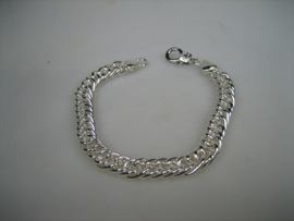 Gourmet zilver schakel armband met karabijn sluiting nieuw