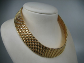 Goudkleurig schakel boogcollier met karabijn sluiting nieuw