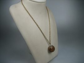 Agaat ovaal ronde grote hanger met double ketting