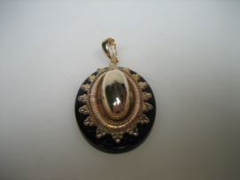 Antieke Engelse Gouden Onyx Edelsteen Hanger ca.1900