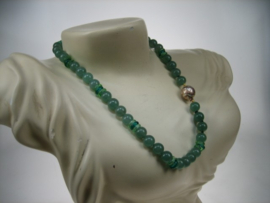 Antiek Chrysopraas Edelsteen colliers met goud op zilver sluiting