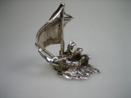 Zilveren oude wastobbe miniatuur uit ca. 1978
