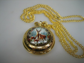 Quartz zakhorloge met ketting embleem afbeelding van diversen Herten