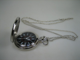 Metaal kleur heren Quartz zakhorloge met ketting nieuw | Antiekjuwelier Briljant 1974