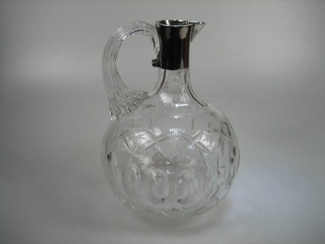 Zeldzaam Antieke likeur kristal karaf met zilveren met zilveren montuur uit ca. 1900