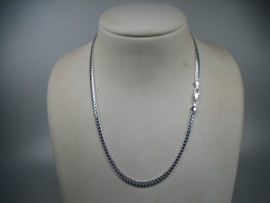 Zilveren platte fantasie Gourmet collier met Cartier sluiting  nieuw