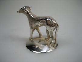 Zilveren Miniatuur Hazewind Hond Hooijkaas Schoonhoven uit ca. 1952