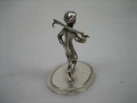 Miniatuurtje Zilver en Zeldzaam  Hockeyspeller van J. Weeda uit ca. 1979