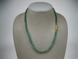 Antiek gemêleerd echt Agaat collier met 14K goudkleurige vergulde pijp magneetsluiting