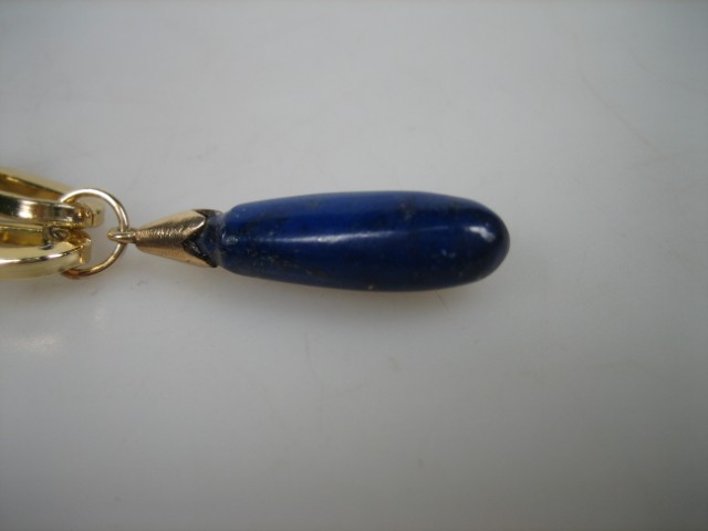 Double Closed For Ever schakel collier goudkleurig verguld met Blauwe echte Lapis als hanger