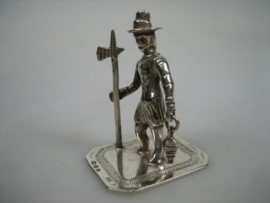 Miniatuur Zilver Stadwachter met Lans en Lamp uit ca. 1963